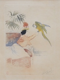 Louis Legrand (French, 1863-1951), etching with drypoint and aquatint printed in colours, 1901, ‘Bavardage (Chatting)' signed in pencil, 18.5 x 13cm. Condition - good